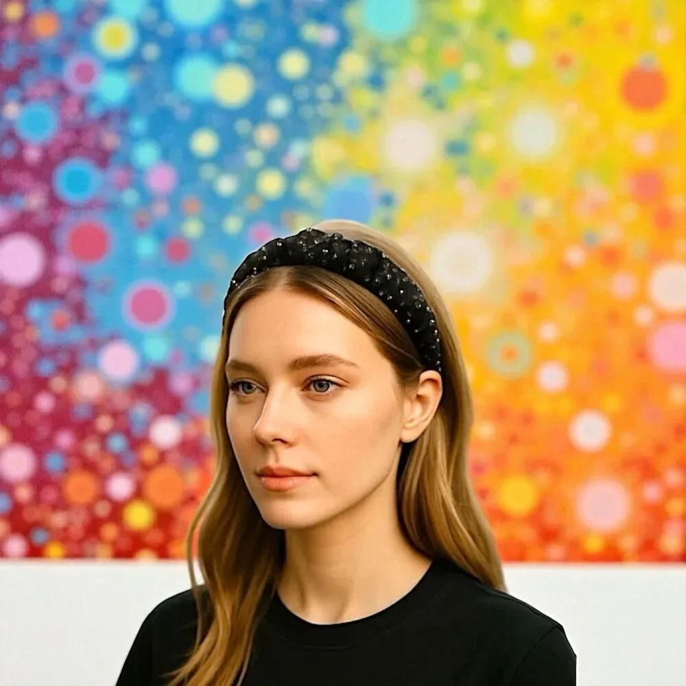 LELE SADOUGHI Jet Dot Velvet Kelly Headband BRAND NEW WITH TAGS RV $85